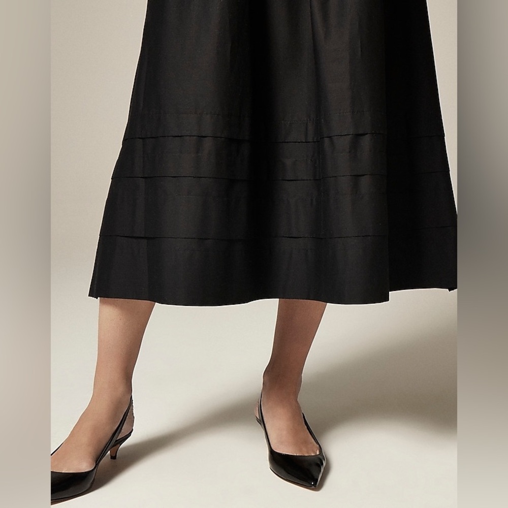 NWT J.Crew Petite Drop-waist mixy dress Black Midi XSP XS Preppy Dark Fairy - Picture 2 of 13